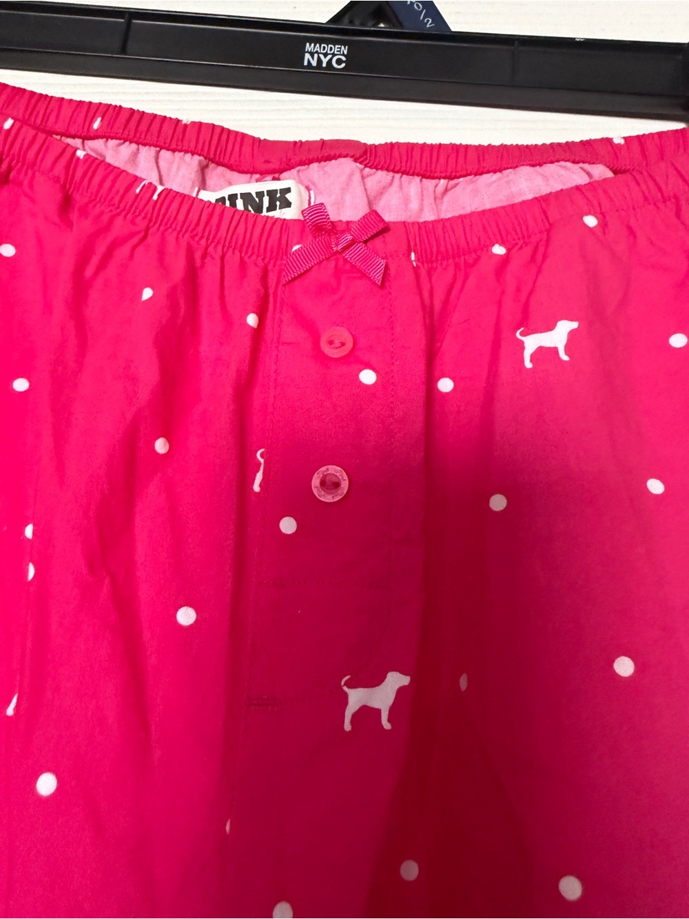 PINK Victoria's Secret Hot Pink Dog-Print Lounge Pants with Slit - Picture 5 of 7